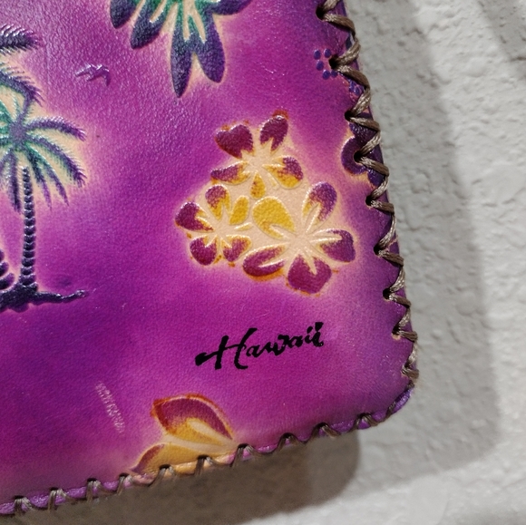 🌺🌴 Aloha From Hawaii Genuine Leather Handtooled Crossbody Bag - Picture 10 of 10